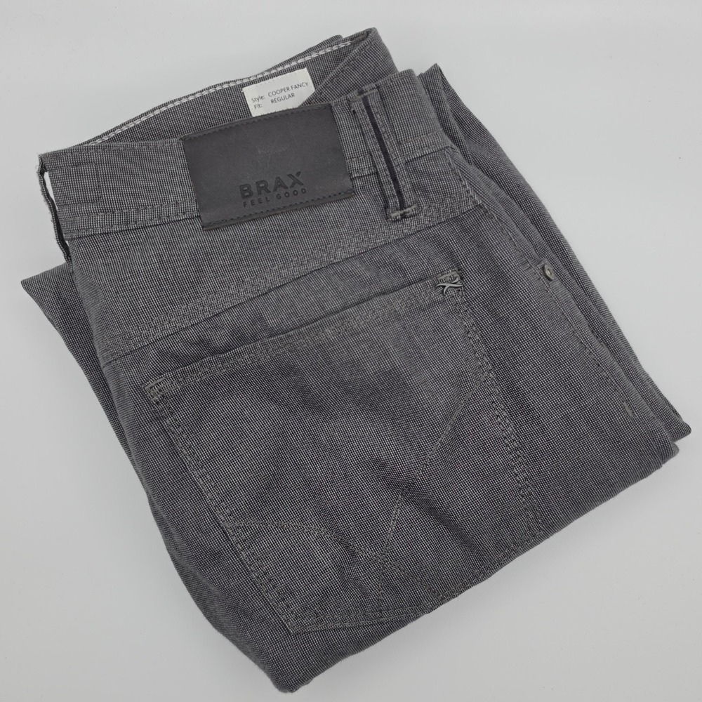 Brax Chino Pants Mens 31 Gray Excellent Cooper Fancy Regular Fit Office Casual